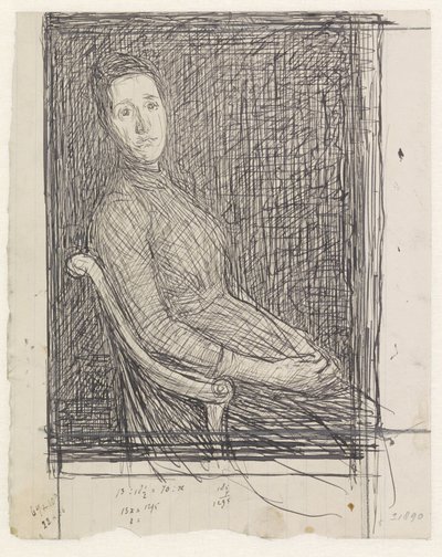 Portrait of Anna Dorothea Veth-Dirks, Seated Facing Right by Jan Veth
