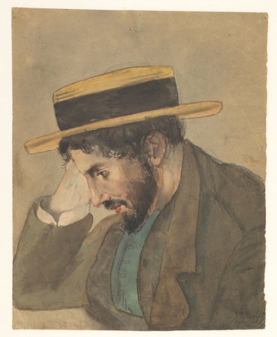 Portrait of a Young Man with Straw Hat by Jan Veth