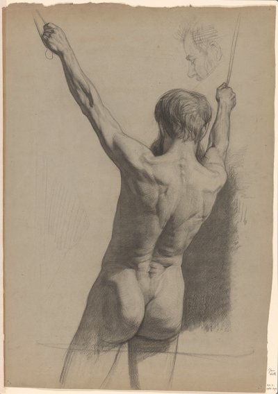 Standing Male Nude with Raised Arms, Seen from the Back by Jan Veth