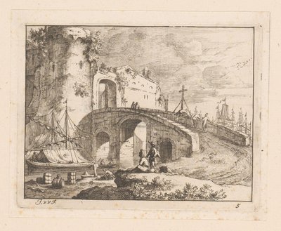 City Gate at an Italian Harbor by Jan Vincentsz. van der Vinne