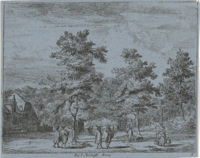 Walking Figures on a Tree-Lined Avenue by Jan Vincentsz. van der Vinne