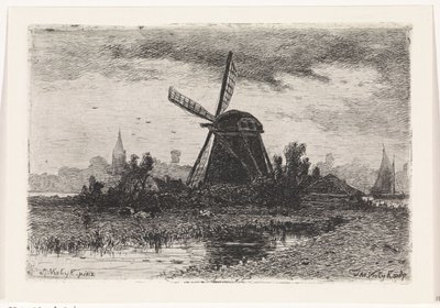 Landscape with Mill by Johannes Martinus Vrolijk