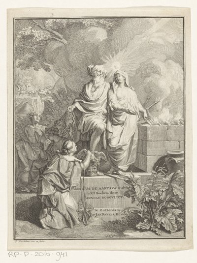 Allegorical Title Page with Patriarch Abraham and Truth (Title Page for: Arnold Hoogvliet, Abraham the Patriarch, in XII Books, 1728) by Jan Wandelaar