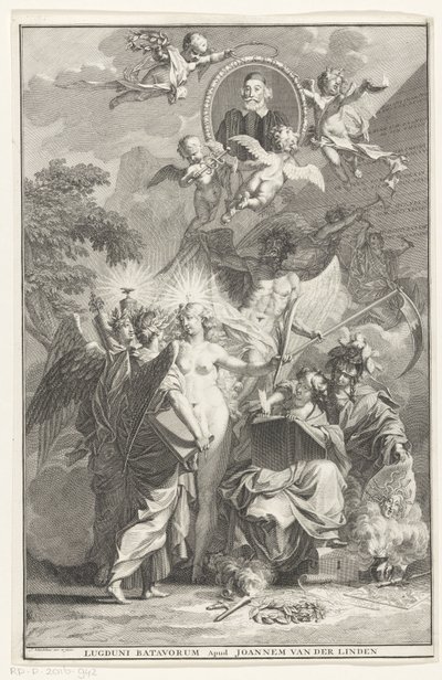 Allegorical Title Page with Portrait of Writer Edward Simson by Jan Wandelaar