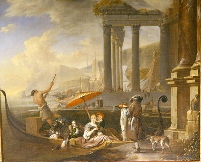Classical Seaport with a Ruined Temple by Jan Baptist Weenix