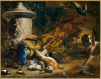 Still Life with Peacock and Dog or The Products of the Hunt, 1696 by Jan Weenix