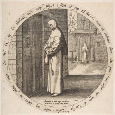 One Begs in Vain at the Door of the Deaf, from Twelve Flemish Proverbs, ca. 1568 by Jan Wierix