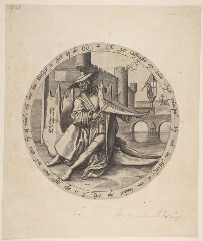 The Rich Man Playing Violin on a Jaw Bone, ca. 1568 by Jan Wierix
