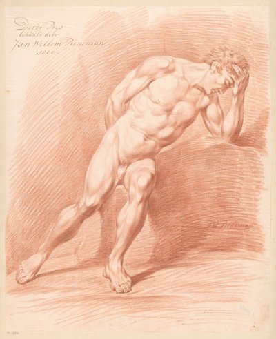 Seated Male Nude, Seen from the Front (3rd prize 1800) by Jan Willem Pieneman