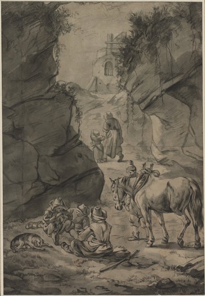 Peasants in a Rocky Landscape by Jan Wouwerman