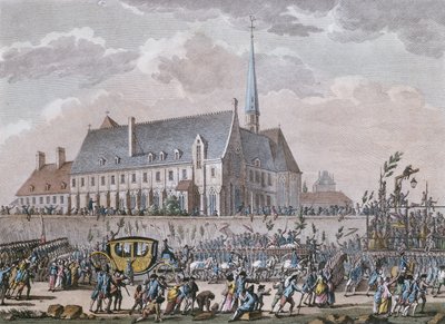 The French royal family passes the Convent at Passy on their journey from Versailles to Paris on 6 October 1789 by Jan after Bulthuis