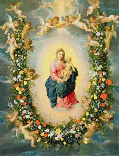 The Madonna and Child in a Floral Garland by Jan and Balen, Hendrik van Brueghel