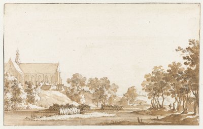 View of St. Lawrence Church in Alkmaar by Jan de Bisschop