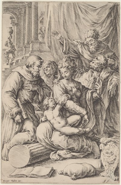 Holy Family with Saints by Jan de Bisschop, after Giorgio Vasari