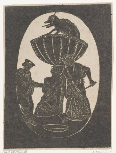 Silhouette of Two Men with a Blindfolded Prisoner by Jan de Ridder
