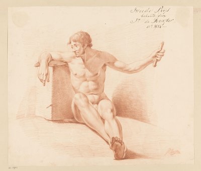Seated Male Nude, Seen from the Front (2nd Prize 1814) by Jan de Ruyter