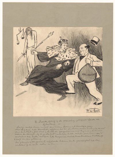 The Drunken Authority and the Arrogant Money Power Hold a Corpse Dance by Jan de Waardt (signed by artist)