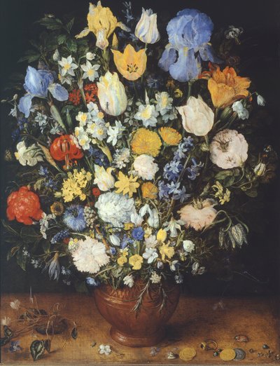 Bouquet of flowers in ceramic vase by Jan the Elder Brueghel