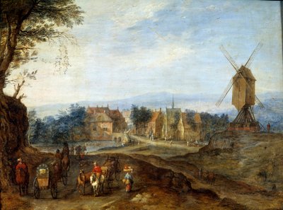Landscape at the Windmill by Jan the Elder Brueghel