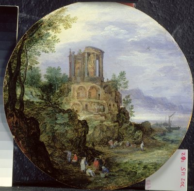 South Coast Landscape with the Temple of Vesta in Tivoli by Jan the Elder Brueghel