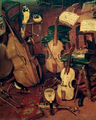 Strings and parrots (detail) by Jan the Elder Brueghel
