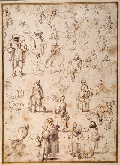 Studies of Peasants from Life by Jan the Elder Brueghel