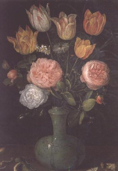 Vase of Flowers with Diamonds on the Table by Jan the Elder Brueghel