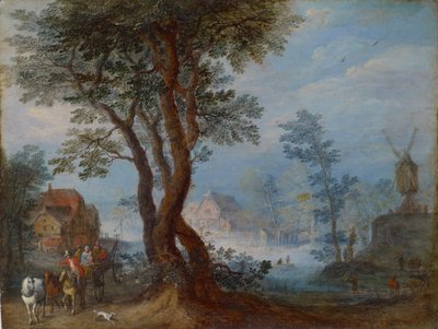 Village Landscape with Figures by Jan the Elder Brueghel
