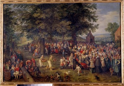 Wedding Banquet Scene in a Village by Jan the Elder Brueghel