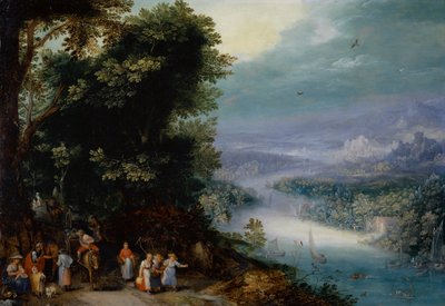 Wooded River Valley with Road by Jan the Elder Brueghel