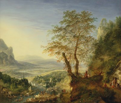 A capriccio river landscape by Jan the Elder Griffier