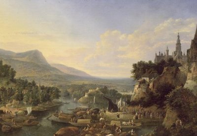 Loading Barges on the Rhine by Jan the Elder Griffier