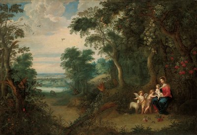 A Wooded Landscape with the Virgin and Child, Infant St. John the Baptist and an Angel by Jan Brueghel the Younger