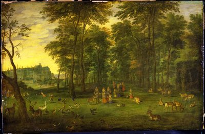 Archduke Albrecht VII of Austria and Archduchess Isabella Clara Eugenia Walking in the Park of the Royal Castle in Brussels by Jan Brueghel the Younger