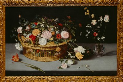 Still Life with Basket and Vase of Flowers by Jan the Younger Brueghel