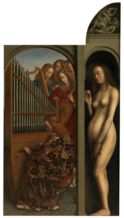 Music-making Angels and Eve by Jan van (after) Eyck