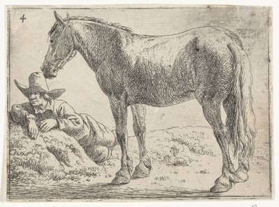 Standing Horse with Resting Rider by Jan van Aken