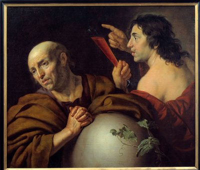 Heraclitus and Democritus: The Greek philosophers Heraclitus of Ephesus and Democritus by Jan van Bijlert or Bylert