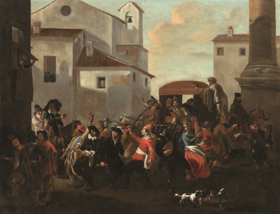 A carnival in a Roman piazza by Jan van Bike Miel