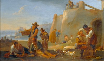 The Neapolitan Barber, Scene of Popular Life in Rome by Jan van Bike Miel