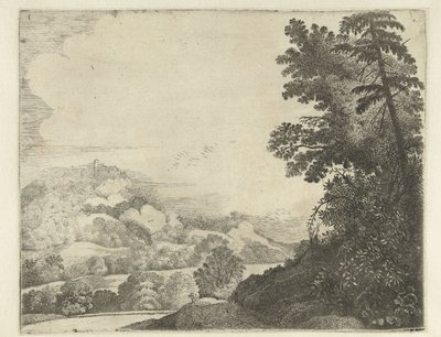 Landscape with Sheep on Hill and Trees by Jan van Brosterhuyzen