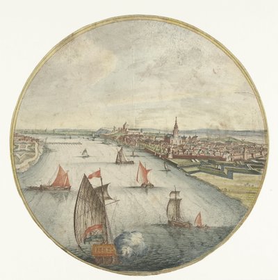 View of Nijmegen with the Waal and the Valkhof Castle by Jan van Call (I) (attributed to)