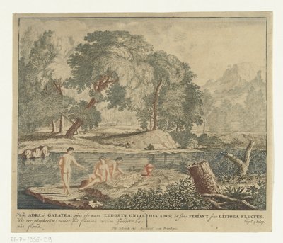 Three nymphs bathing in a lake (series title: Scenes from Virgil