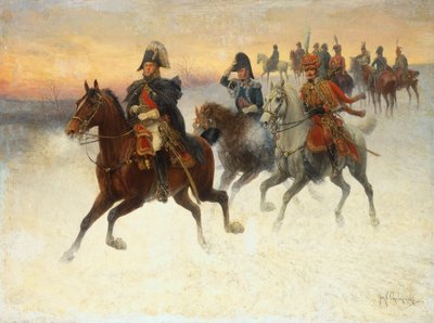 Marshal Ney and Napoleon and their Troops during the Russian campaign by Jan van Chelminski