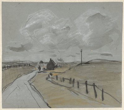 View Along a Road with High Banks and Fences by Jan van Essen