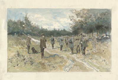 Landscape with Group of Hunters After the Hunt on the Leusderhei by Jan van Essen