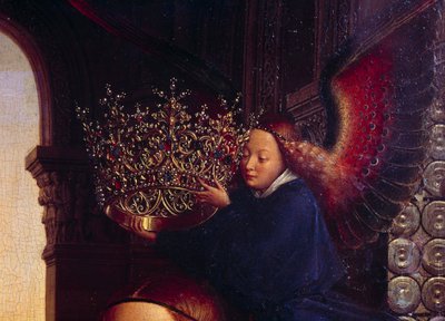 An angel crowning the Virgin (detail) by Jan van Eyck