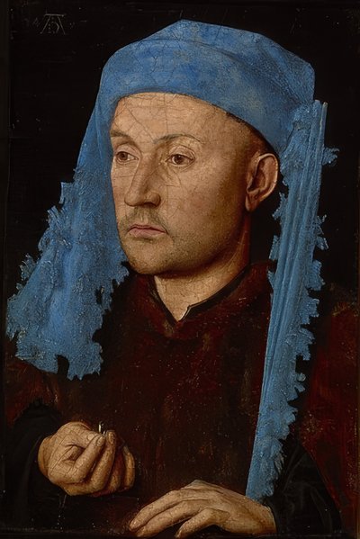 Portrait of a Man with a Blue Chaperon (Man with the Ring). Around 1429 by Jan van Eyck