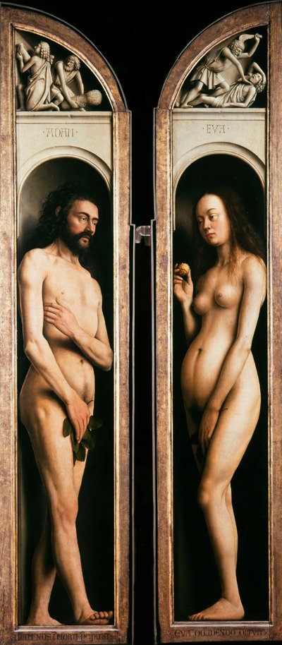 The Ghent Altarpiece. Adoration of the Mystic Lamb: Adam and Eve by Jan van Eyck