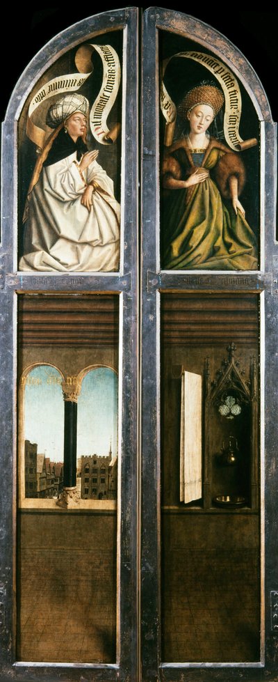 The Ghent Altarpiece. Adoration of the Mystic Lamb: Arched Window with a View by Jan van Eyck